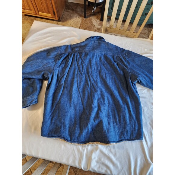 Wrangler 2XL Men's 90's Vintage Soft Denim Sherpa Lined Button Up Shirt Jacket - Picture 2 of 11